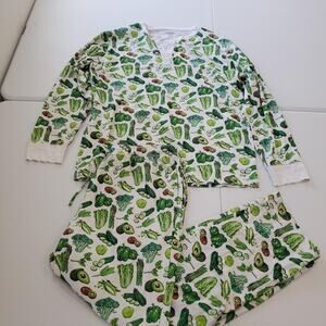 HART + LAND Pajama Set Womens 2XL White Green Organic Pima Cotton Veggie Print